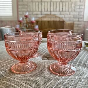 Set of 4 Anchor Hocking Annapolis Rosewater Footed Sundae Cups